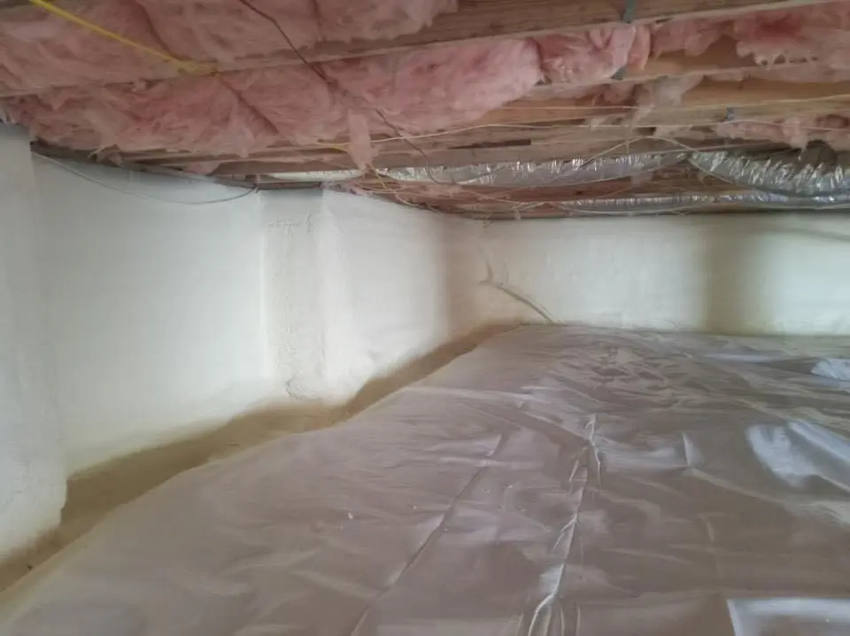 Crawl space encapsulation with closed-cell spray foam for Roof Waterproofing in Mashpee