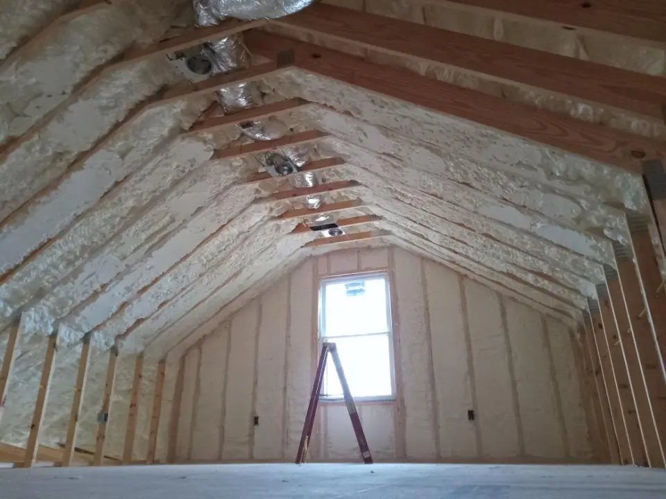Spray foam roofing application for Crawl Space Insulation project in Mashpee